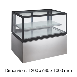 NLR740V – 680mm Depth  4FT 2LAYER  Squared Glass Cake Chiller Floorstanding