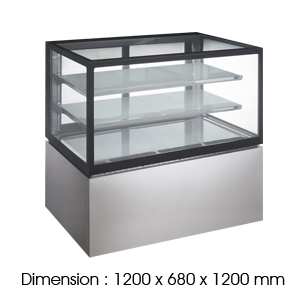 NR740V – 680mm Depth  4FT 3LAYER  Squared Glass Cake Chiller Floorstanding