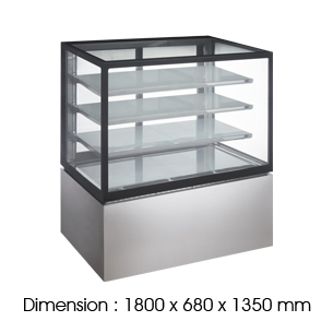 NSR760V – 680mm Depth 6FT 4LAYER   Squared Glass Cake Chiller Floorstanding
